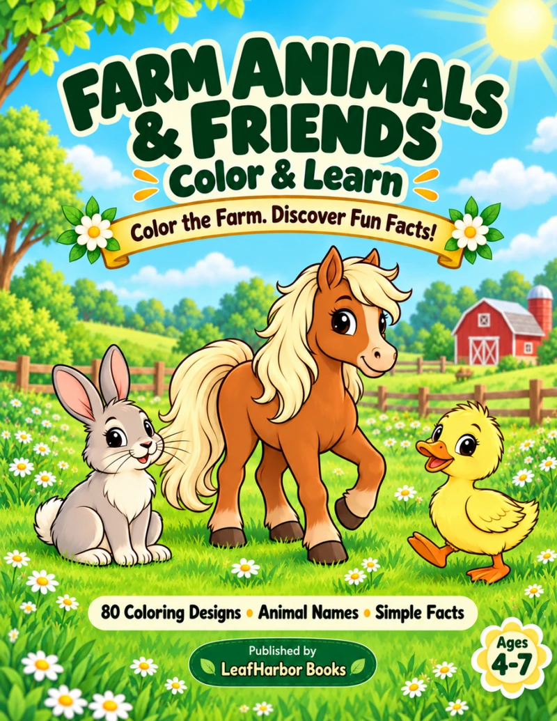 Farm Animals & Friends: Color & Learn — front cover